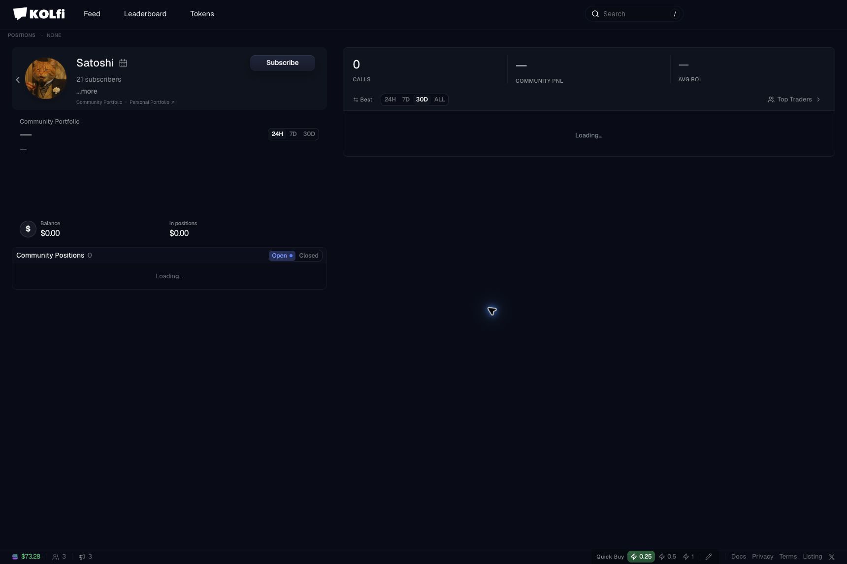 KOL profile with follow and profile activity.